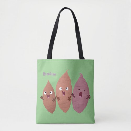 Cute singing sweet potatoes cartoon vegetables  tote bag