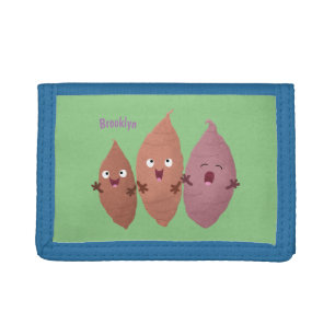 Cute singing sweet potatoes cartoon vegetables tri-fold wallet