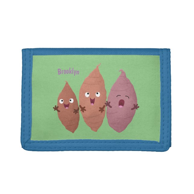 Cute singing sweet potatoes cartoon vegetables  trifold wallet (Front)