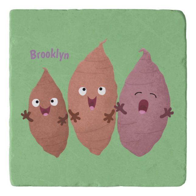 Cute singing sweet potatoes cartoon vegetables  trivet (Front)