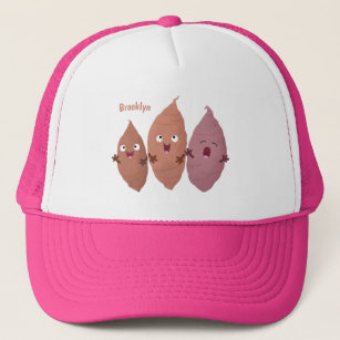 Cute singing sweet potatoes cartoon vegetables trucker hat
