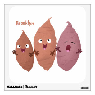 Cute singing sweet potatoes cartoon vegetables wall decal