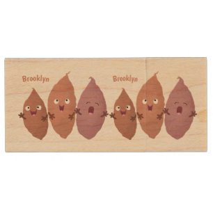 Cute singing sweet potatoes cartoon vegetables  wood flash drive