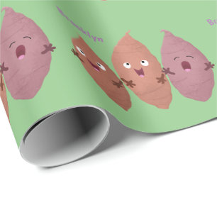 Cute singing sweet potatoes cartoon vegetables wrapping paper