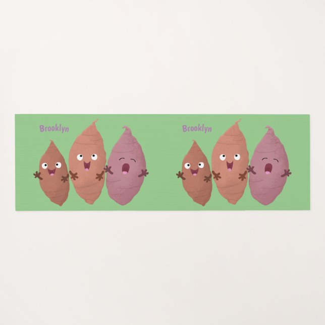 Cute singing sweet potatoes cartoon vegetables yoga mat (Back (Horizontal))