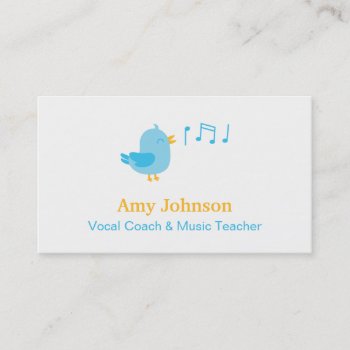 Cute Singing Vocal Coach And Music Teacher Business Card by RustyDoodle at Zazzle