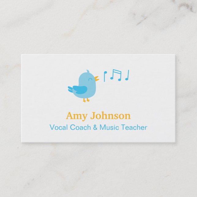 Cute Singing Vocal Coach and Music Teacher Business Card (Front)