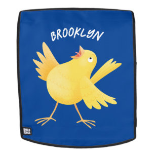 Cute singing yellow canary bird cartoon backpack