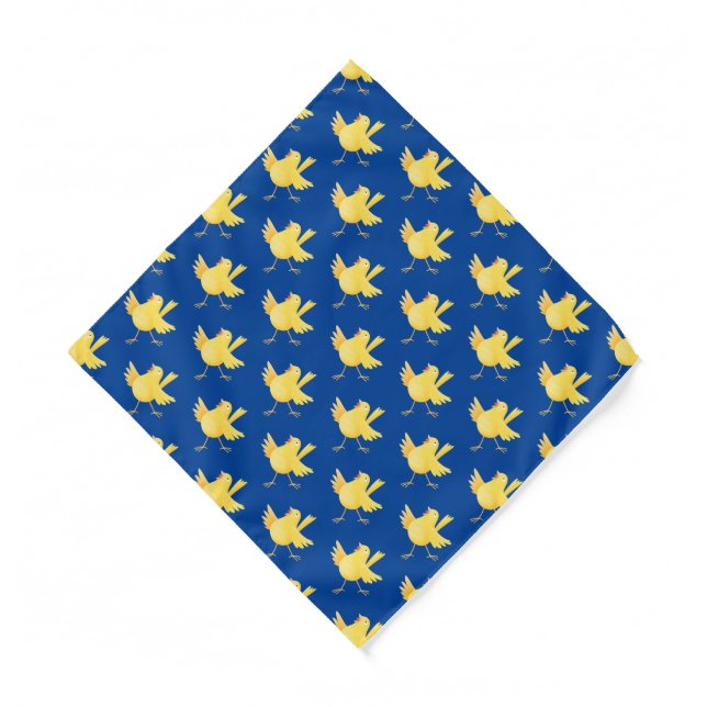 Cute singing yellow canary bird cartoon bandana (Front)