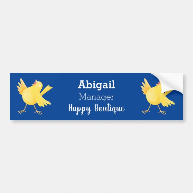 Cute singing yellow canary bird cartoon bumper sticker (Front)