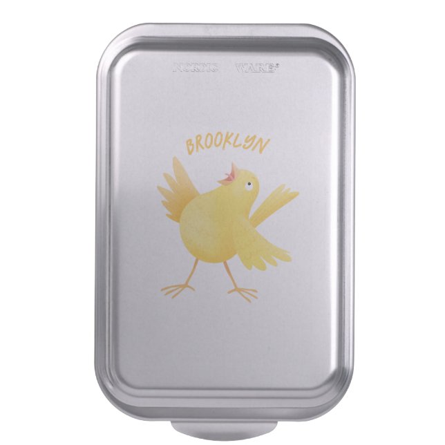Cute singing yellow canary bird cartoon  cake pan (Front Vertical)