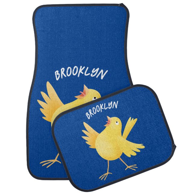 Cute singing yellow canary bird cartoon car floor mat (Set)