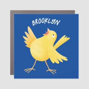 Cute singing yellow canary bird cartoon car magnet