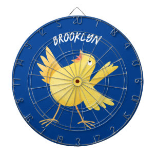 Cute singing yellow canary bird cartoon dart board