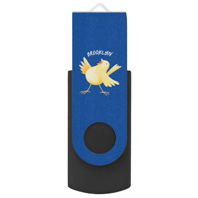 Cute singing yellow canary bird cartoon flash drive (Front Vertical)