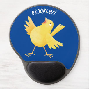 Cute singing yellow canary bird cartoon gel mouse pad