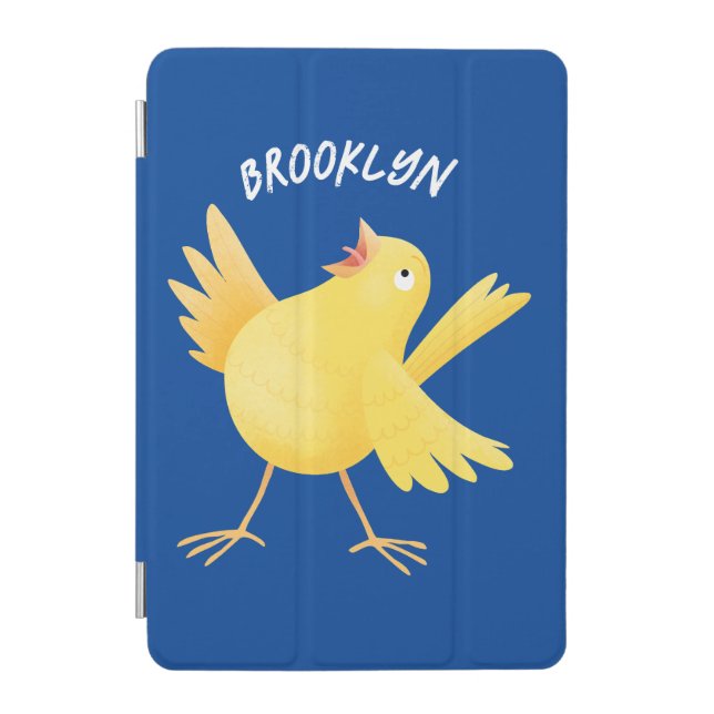 Cute singing yellow canary bird cartoon iPad mini cover (Front)