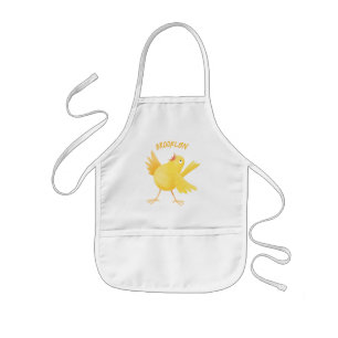 Cute singing yellow canary bird cartoon kids' apron