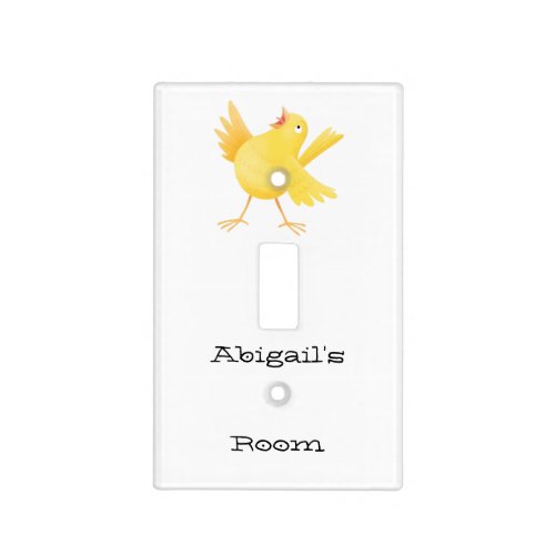 Cute singing yellow canary bird cartoon light switch cover