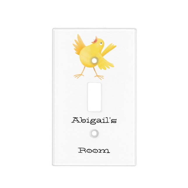 Cute singing yellow canary bird cartoon light switch cover (Front)