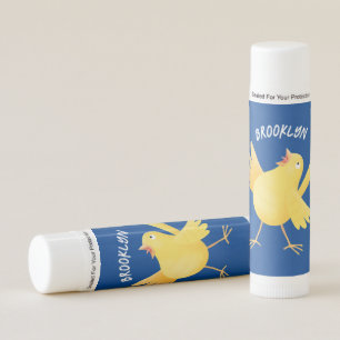 Cute singing yellow canary bird cartoon lip balm