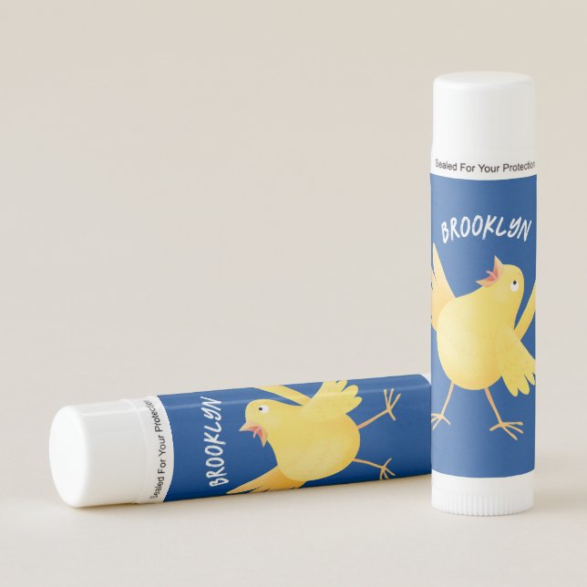 Cute singing yellow canary bird cartoon lip balm (Front)