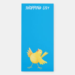 Cute singing yellow canary bird cartoon magnetic notepad
