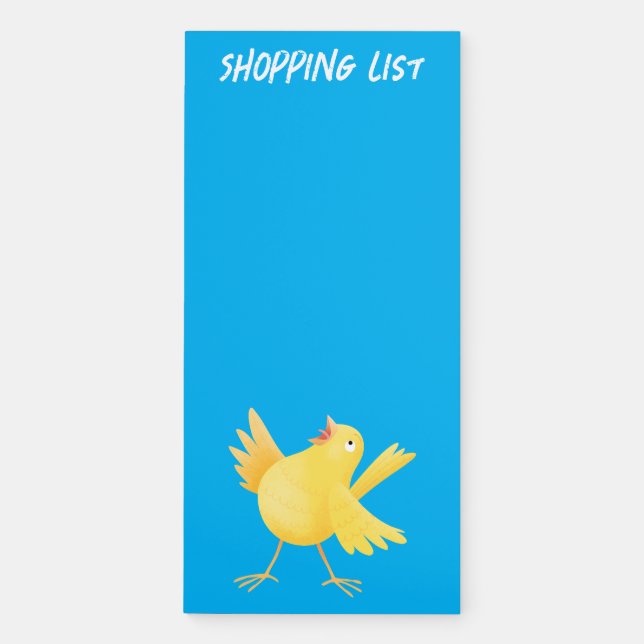 Cute singing yellow canary bird cartoon magnetic notepad (Front)