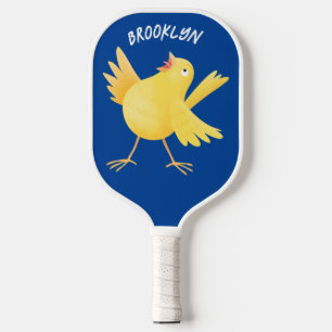 Cute singing yellow canary bird cartoon  pickleball paddle