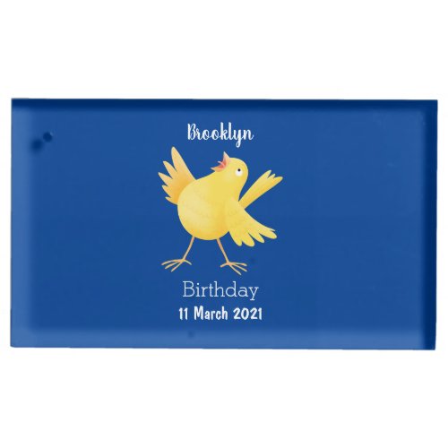Cute singing yellow canary bird cartoon place card holder
