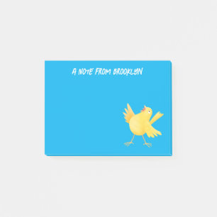 Cute singing yellow canary bird cartoon post-it notes
