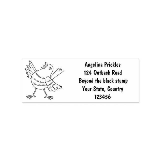 Cute singing yellow canary bird cartoon rubber stamp (Imprint)