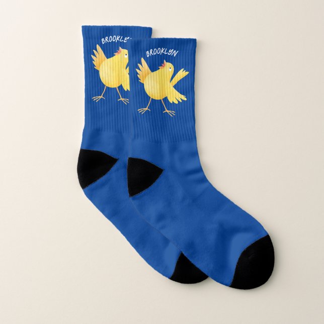 Cute singing yellow canary bird cartoon socks (Pair)