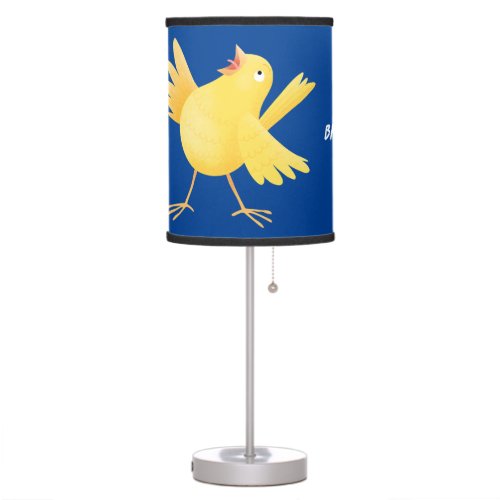 Cute singing yellow canary bird cartoon table lamp