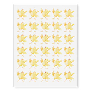 Cute singing yellow canary bird cartoon temporary tattoos