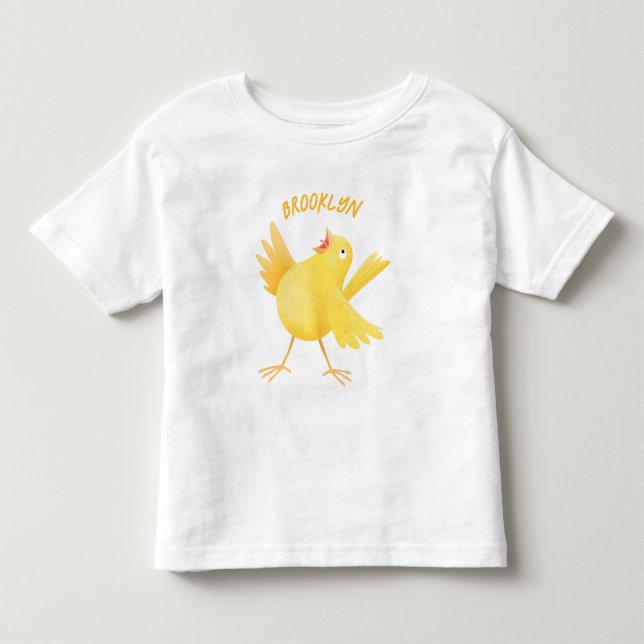 Cute singing yellow canary bird cartoon toddler t-shirt (Front)