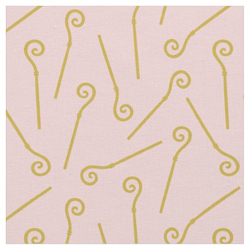 Cute Sinterklaas Staf on light pink background Fabric