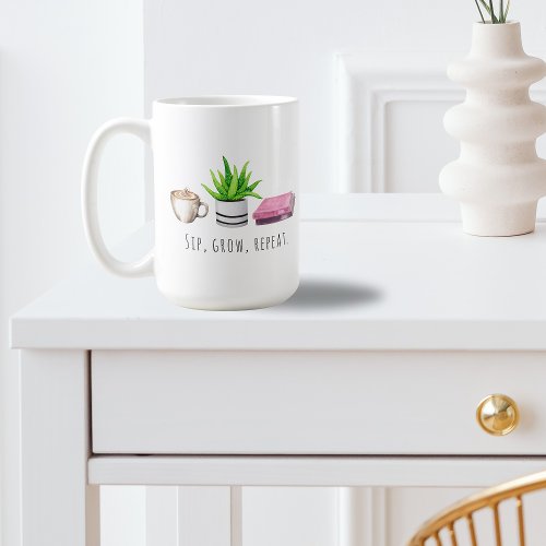 Cute Sip Grow Watercolor Succulent Coffee Book  Coffee Mug
