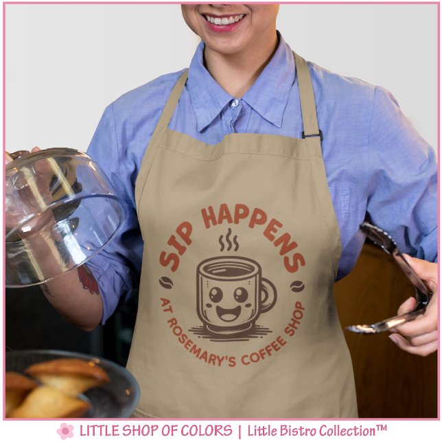 Cute Sip Happens Coffee Theme Apron (Creator Uploaded)
