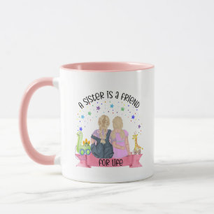 Cute Sister life friend word art  Mug