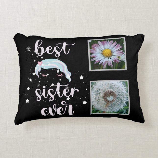 Cute Sister Photo Template Accent Pillow (Front)