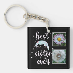 Cute Sister Photo Template Keychain