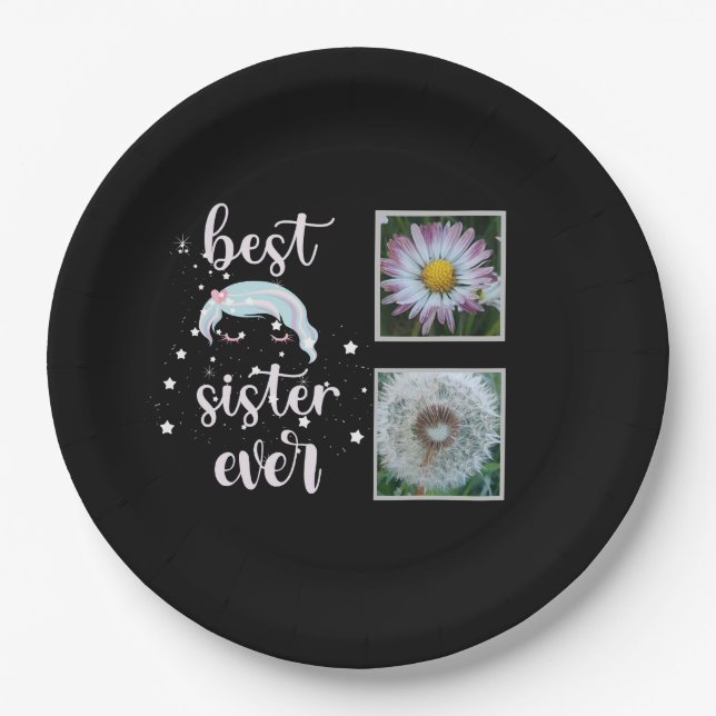 Cute Sister Photo Template Paper Plates (Front)