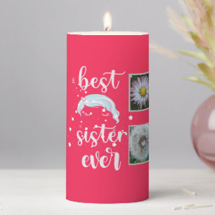 Cute Sister Photo Template Pillar Candle
