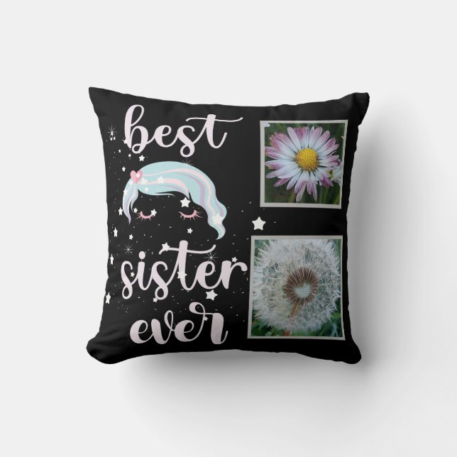 Cute Sister Photo Template Throw Pillow (Front)