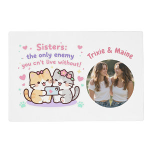 Cute Sisters Simple Modern Quotes Photo Name Placemat