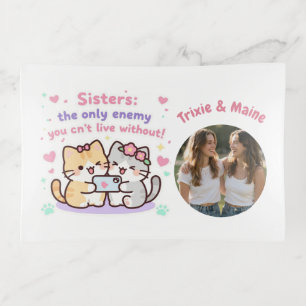 Cute Sisters Simple Modern Quotes Photo Name Trinket Tray