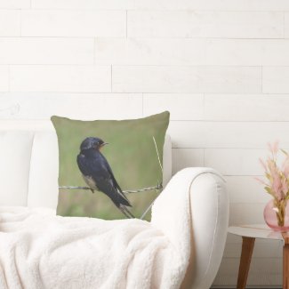 Cute Sitting Barn Swallow Throw Pillow