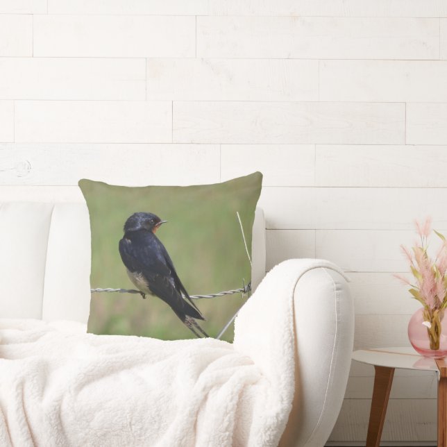 Cute Sitting Barn Swallow Throw Pillow (Couch)