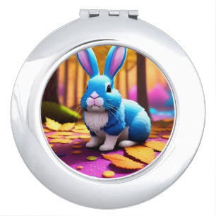 Cute Sitting Blue Bunny Portrait  Compact Mirror